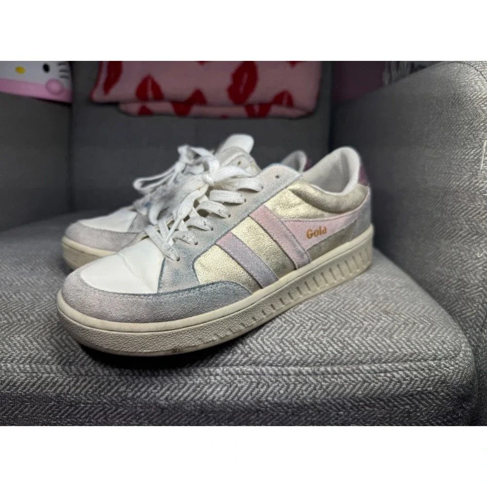 Gola Superslam Blaze Metallic Gold Pastel Sneakers CLB334 Womens 9.5 Low Top